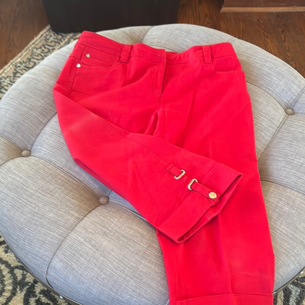 New Directions Red and Gold Cropped Pants